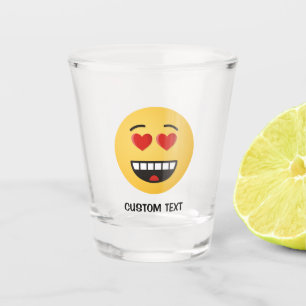 Verre A Shot Visage souriant aux yeux en forme de coeur