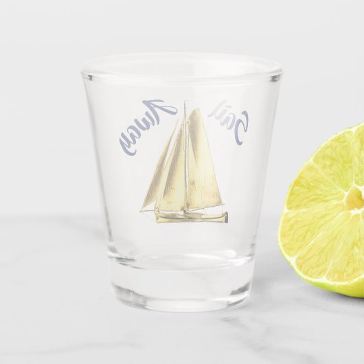 Verre A Shot Voile Away Gold Sailboat Nautique (Dos)