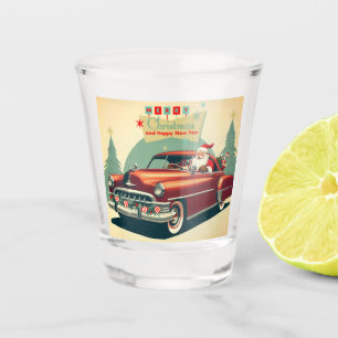 Verre A Shot Voiture rouge vintage & Père Noël