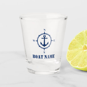 Verre A Shot Votre Ancre de boussole de bleu marine de nom de