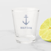 Verre A Shot Votre nom de bateau Marine Ancre bleue (Dos)