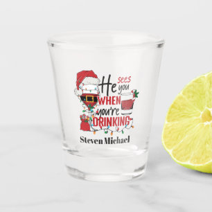 Verre A Shot vous voit boire Noël fête ajouter nom