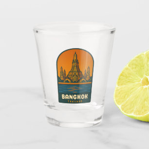 Verre A Shot Voyage Vintage Bangkok Thaïlande Graphique Rétro