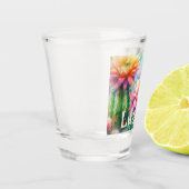 Verre A Shot Watercolor Flowering Succulent Cacti Personalized (Gauche)