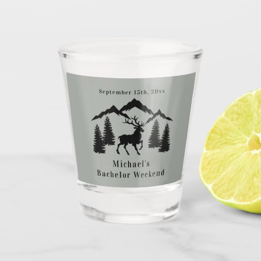 Verre A Shot Week-end de chasse au buck en gris rustique pour c (Devant)