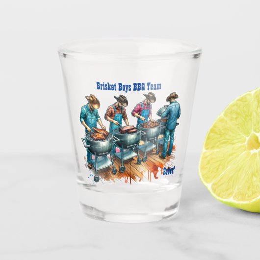 Verre A Shot Western Cowboy Cuisine sur BBQ Pit Custom (Devant)