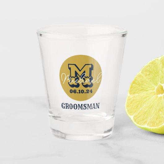 Verre A Shot Western Cowboy Rustic Groomsmen Nom Monogramme (Devant)