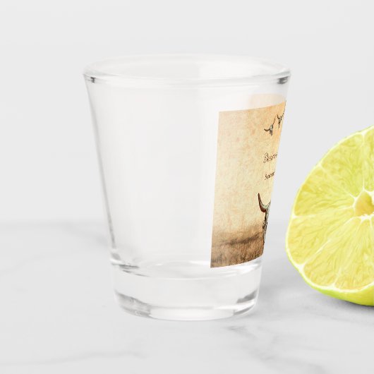 Verre A Shot Western Rustic Mariage Pays Vache Taureau crâne (Gauche)