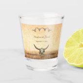 Verre A Shot Western Rustic Mariage Pays Vache Taureau crâne (Devant)