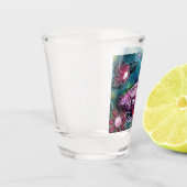 Verre A Shot Whimsical Floral Duck Purple Teal Personalized (Gauche)