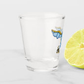 Verre A Shot Whimsical Flying Blue Yellow Bird Fancy Scrolls (Gauche)