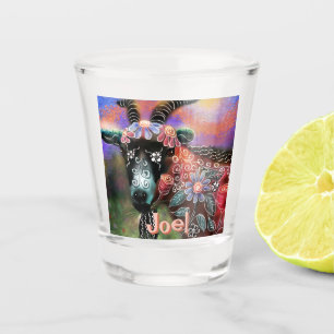 Verre A Shot Whimssical Floral Chèvre ferme animal personnalisé