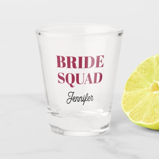 Verre A Shot Wine Red Wedding Bride Squad Personalized (Devant)