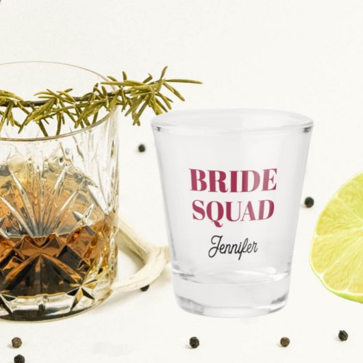 Verre A Shot Wine Red Wedding Bride Squad Personalized