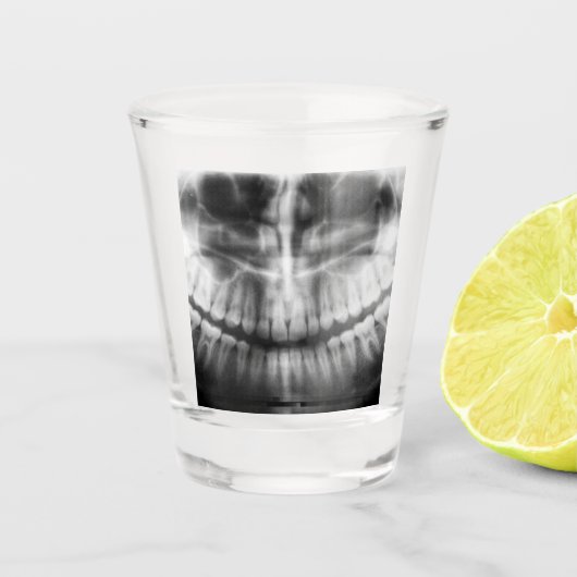 Verre A Shot X-Ray Teeth Bouche sourire noir et blanc (Devant)