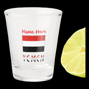 Verre A Shot Yémen Drapeau Yéménite Rouge Personnalisé