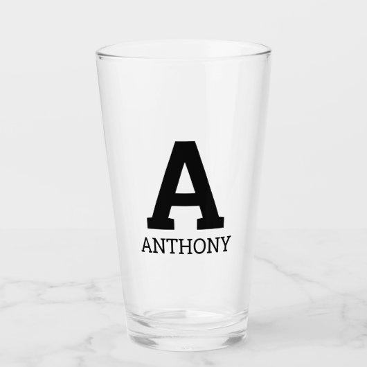 Verre à tumbler avec monogramme de lettre initiale (Devant)