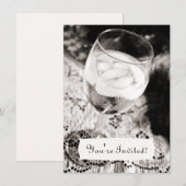 Verre à vin avec l'eau de glace Invitation (Devant / Derrière)