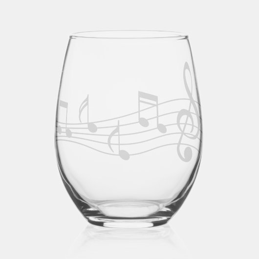Verre à vin avec notes musicales et stave (Verso)