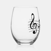 Verre à vin avec notes musicales et stave (Droite)