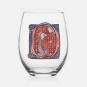 Verre à vin D initial éclairé (Recto)