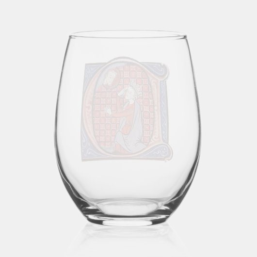 Verre à vin D initial éclairé (Verso)