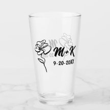 Verre à vin de mariage gravé floral de la mariée e