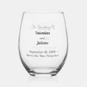 Verre à vin de mariage sans pied de style typograp (Verso)
