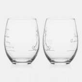 Verre À Vin Sans Pied 10ème Tin Mariage Anniversaire Ligne Couple Art (Gauche)