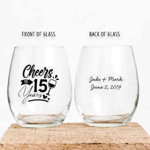 Verre À Vin Sans Pied 15e anniversaire du Mariage Elégante célébration