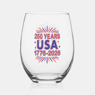 Verre À Vin Sans Pied 250 ans USA Semiquinentenaire 1776-2026