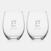 Verre À Vin Sans Pied 25 Years Wedding Anniversary with Names (Recto)