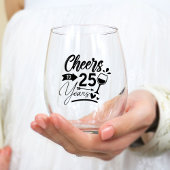 Verre À Vin Sans Pied 25e anniversaire du Mariage Elégante célébration