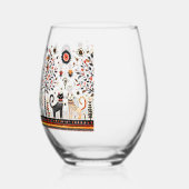 Verre À Vin Sans Pied 2 chats égyptiens avec piramides (Gauche)