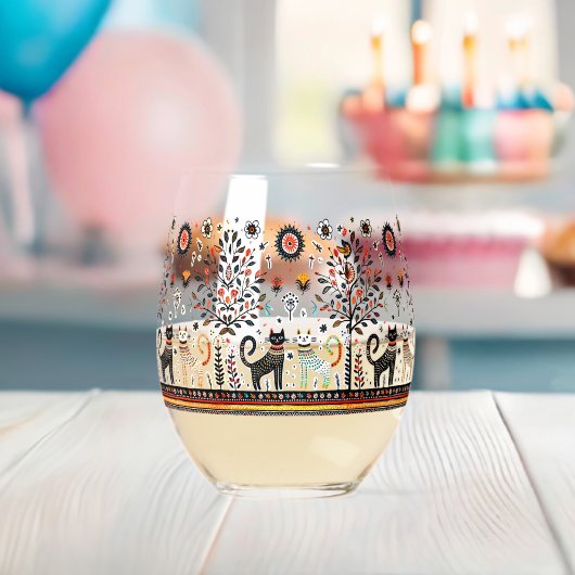 Verre À Vin Sans Pied 2 chats égyptiens avec piramides (Insitu (Baby Shower))