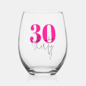 Verre À Vin Sans Pied 30e anniversaire personnalisé (Recto)