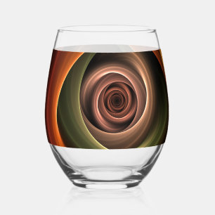 Verre À Vin Sans Pied 3D Spirale Abstraite couleurs chaudes Art fractal