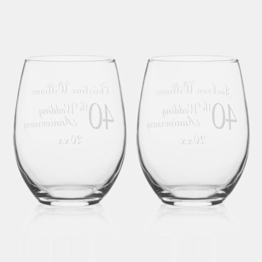 Verre À Vin Sans Pied 40e anniversaire du Mariage de Ruby (Verso)