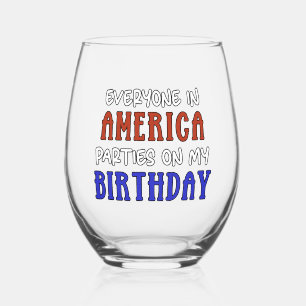Verre À Vin Sans Pied 4 juillet Anniversaire drôle