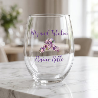 Verre À Vin Sans Pied 50 ans et Fabuleux Élégant Moderne Violet