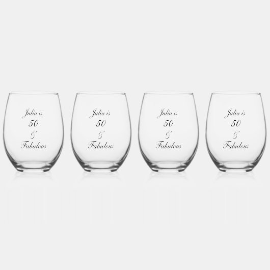 Verre À Vin Sans Pied 50 Et Fabuleux Anniversaire Élégant Ensemble Cadea (Recto)