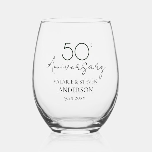Verre À Vin Sans Pied 50e anniversaire du Mariage Keepsaké (Recto)