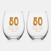 Verre À Vin Sans Pied 50e anniversaire Personnalisé (Recto)
