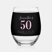 Verre À Vin Sans Pied 50th Birthday Personalized Black Pink (Verso)