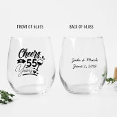 Verre À Vin Sans Pied 55e anniversaire du Mariage Elégante célébration