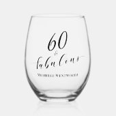 Verre À Vin Sans Pied 60 and Fabulous Sixtieth Birthday Elegant Script (Recto)