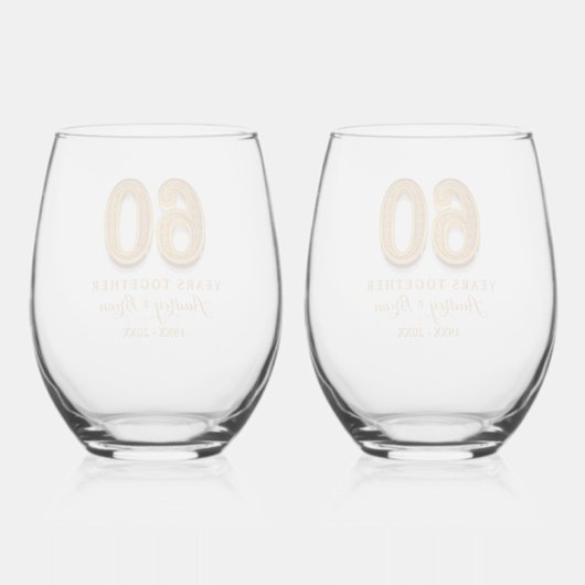 Verre À Vin Sans Pied 60e anniversaire Personnalisé (Verso)