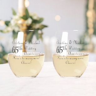 Verre À Vin Sans Pied 65e anniversaire du Mariage du saphir bleu Signatu