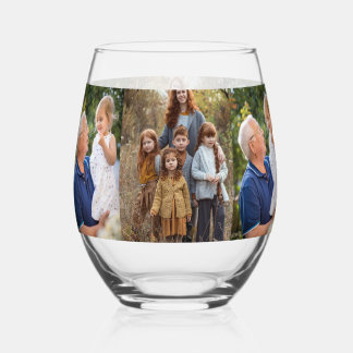 Verre À Vin Sans Pied 6 Collage de famille personnalisé avec photo