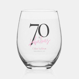 Verre À Vin Sans Pied 70 ans et Fabuleux Fête d'anniversaire avec écritu